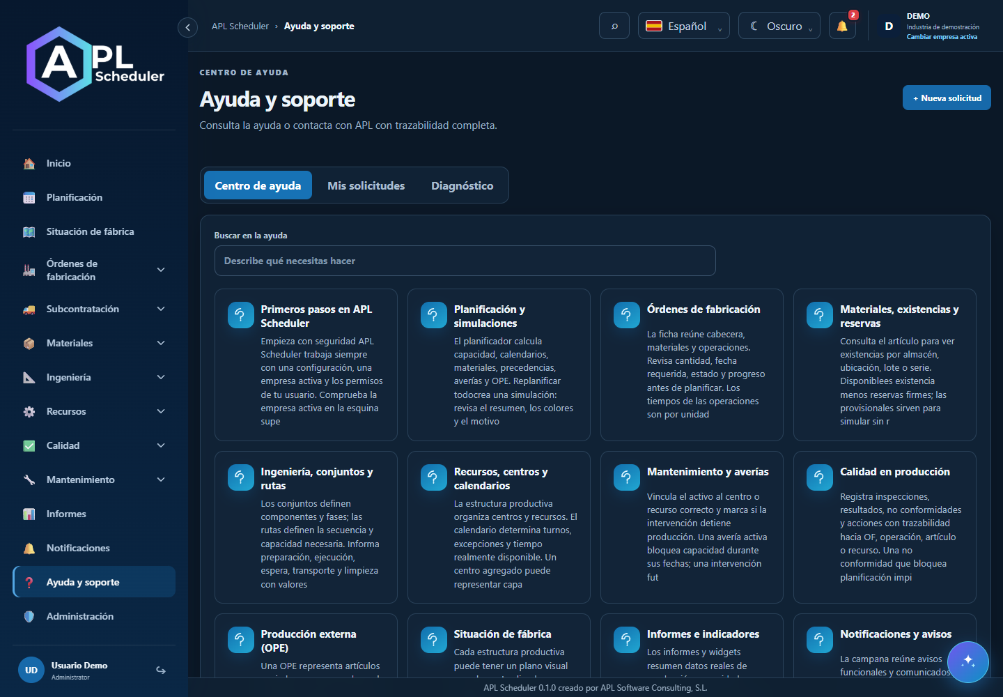 Aiuto, diagnostica e supporto